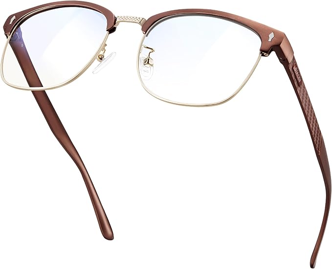 BIRCEN Blue Light Blocking Glasses: Al-Mg Metal Bluelight Computer Clear Glasses for Men Women Anti Eyestrain Office Home