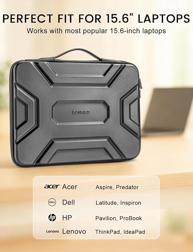 DOMISO 15.6 inch Laptop Sleeve Shoulder Bag Shockproof Computer Bag Waterproof EVA Protective Carrying Case for 16" MacBook Pro/Max M2 M1 2019-2023,15"-16" HP Dell Asus Laptop,Dell XPS 15,Dark Grey