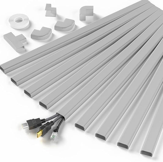 Delamu Cord Hider, 142in Cable Hider, Cord Covers for 2-3 Wires on Wall, Wire Covers for Cords, Wire Hiders for TV on Wall, Easier Setup Cable Cover Cable Management, W0.94 H0.47in, Grey by DELAMU
