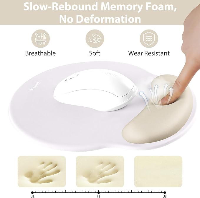 Sushret Mouse Pad and Keyboard Wrist Rest, 3-in-1 Gel Memory Foam Ergonomic Mouse Pad with Wrist Rest Set, Gaming Mousepad Arm Cushion Support for Computer Office Desk Accessories Cute Setup,Khaki