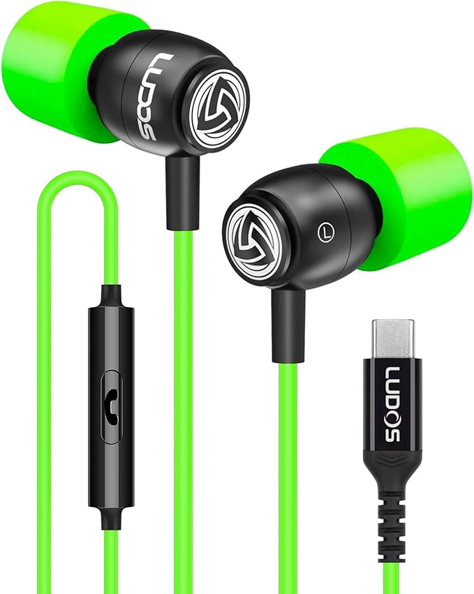 LUDOS Clamor USB C Headphones for iPhone 17 16 15 Pro Max Plus Air iPad Pro, 5 Years Warranty, USB-C Earbuds for Samsung Galaxy S26 S25 S24 S23 Ultra S22 S21 FE S20 A55 A54 A53, USB Type C Earphones