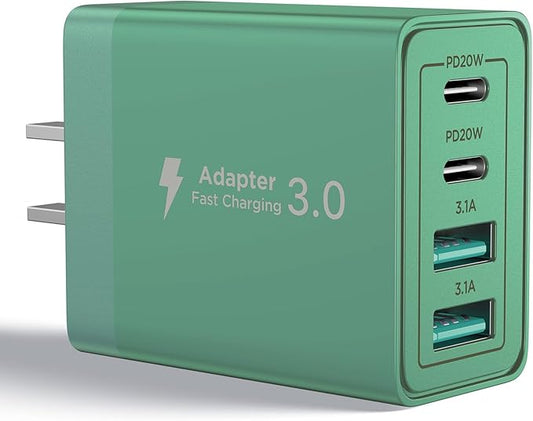 USB C Wall Charger, 40W Fast USB C Charging Block 4-Port PD Power Adapter + QC Wall Plug Multiport USB Charger Type C Charging Block Cube for iPhone 17 16 15 14 13 12 11 Pro Max XR XS 8 7