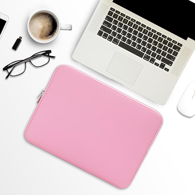 RAINYEAR 15 Inch Laptop Sleeve 15" Protective Soft Case Padded Zipper Cover Carrying Computer Bag Specially Compatible with 15.4" MacBook Pro/Air A3448 A3241 A2941 A3114 A1938 A1707 A1990 (Pink)