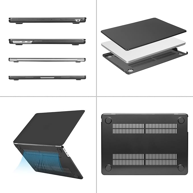 MOSISO Compatible with MacBook Air 13 inch Case M5 2026 M4 2025 M3 M2 2024-2022 A3449 A3240 A3113 A2681, Hard Shell&Keyboard Cover&Screen Film&Type C for MacBook Air 13.6 inch Case, Slate Gray
