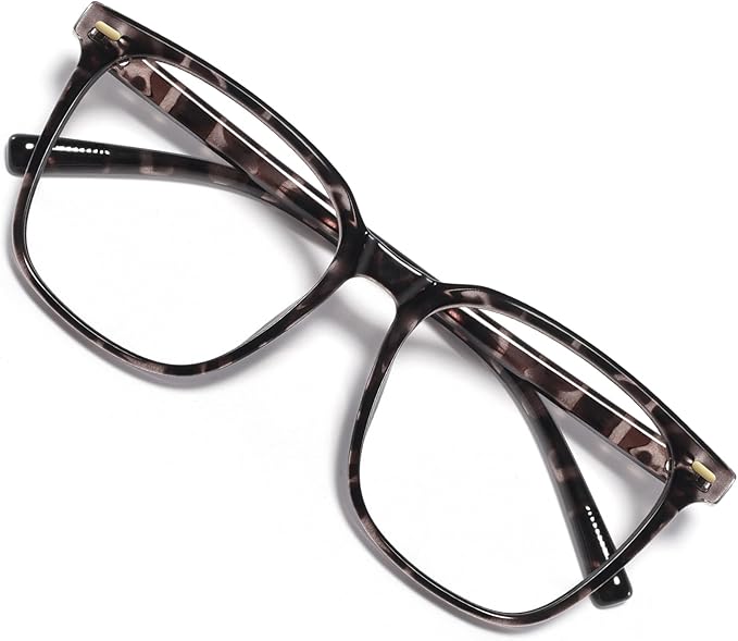 Oversized Square Blue Light Blocking Glasses for Women Men, Anti-Fatigue Computer Monitor Glasses Reduce Eye Strain
