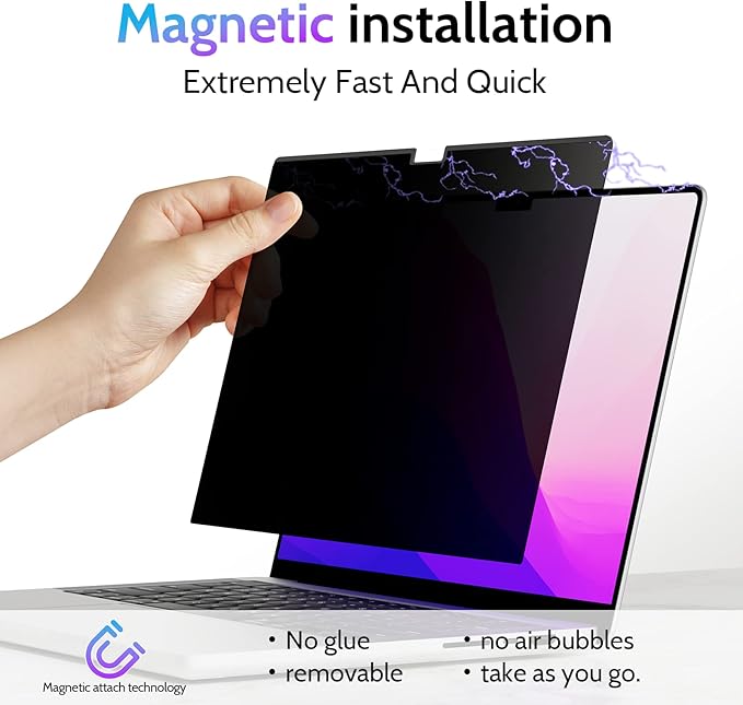 Peslv Magnetic Privacy Screen for MacBook Air 15 Inch (2023-2026, M2 M3 M4 M5) - A2941 A3114 A3241 A3448, 15inch Removable Matte Anti Blue Light Glare Filter for Mac Air 15.3" Laptop Computer