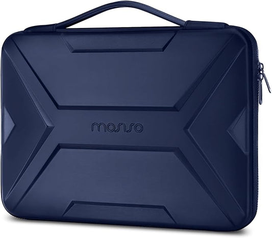 MOSISO 15-16 inch Laptop Hard Case, 15.6 inch Waterproof Shockproof Computer Bag Compatible with MacBook HP Dell,Artistic Geometric EVA Carrying Sleeve Laptop Case Hard Shell with Handle, Navy Blue