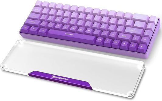 SELORSS Acrylic Keyboard Wrist Rest - Wrist Support for Keyboard CNC Aluminum Alloy Customized Logo - Keyboard Pad Home & Office - Keyboard Wrist Pad with Anti-Slip Mat for 60% Compact Keyboard,Purple