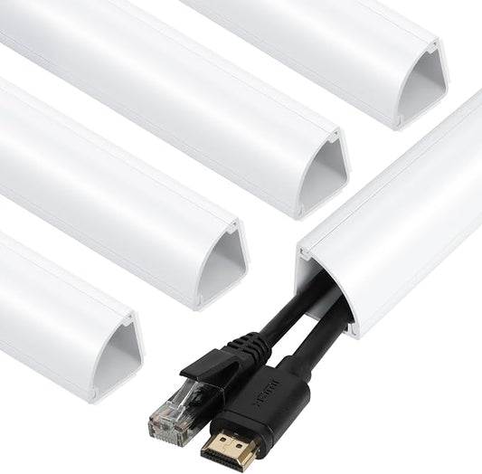 ZhiYo Corner Cable Concealer, Large Corner Cord Hider, Wire Covers for Cords, Paintable Cord Cover, Cable Management Channel Raceway for Wall, Floor Baseboard, Ceiling, White by ZhiYo