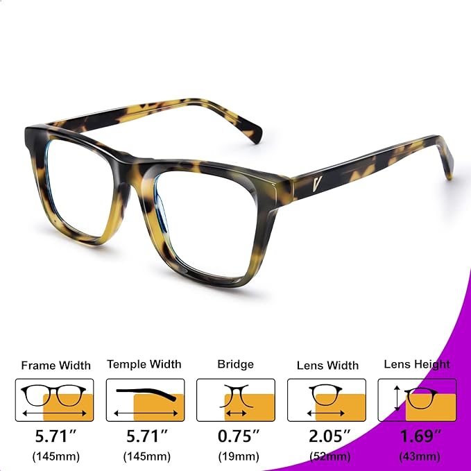 VISOONE Square Blue Light Blocking Glasses TR90 Clear Lens for Women Men BONA
