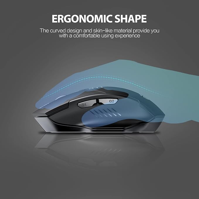 INPHIC Wireless Mouse Rechargeable, [Battery Level Visible], Silent Click USB 2.4G Cordless Mouse for Laptop PC Computer Tablets, 6 Buttons, 2400DPI 4 Adjustment Levels, Black