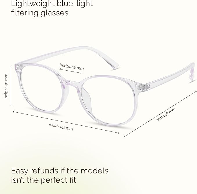miyya Blue Light Blocking Glasses Women, Fashion Round Transparent Anti Blue Light Glasses with Anti Eyestrain & UV Glare