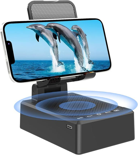 Gifts for Men Him Dad Women, Cell Phone Stand with Wireless Bluetooth Speaker and Anti-Slip Base HD Surround Sound Perfect for Kitchen with Bluetooth Speakers for Desk Compatible with iPhone Speaker