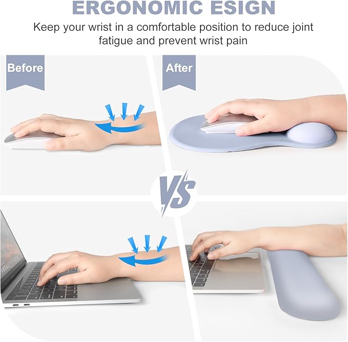 4-in-1 Large Gaming Mouse Pad, Keyboard Wrist Rest Pad & Wrist Support Mousepad Set, Extended Desk Pad Waterproof Desk Mat Protector for Home Office Decor Study Game 35.4×15.7 Inches I Gradient Gray