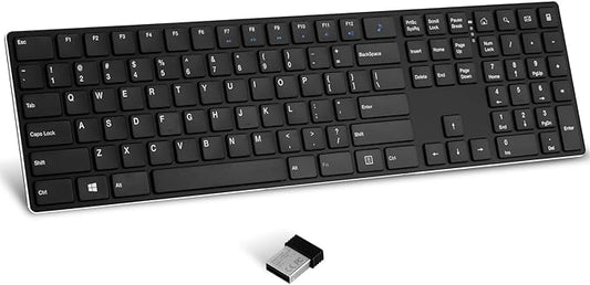 TIETI K01R Wireless Keyboard, 2.4G Slim and Compact Wireless Keyboard with Numeric Keypad, Long Battery Life, Lag-Free for PC Laptop Computer Windows, Black