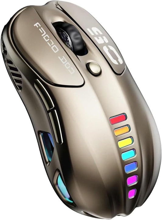 Uciefy Wireless Bluetooth Mouse, Dual Mode (BT5.1&2.4GHz) Rechargeable LED Wireless Mouse, Computer Mice for Laptop/PC/Mac-Bronze