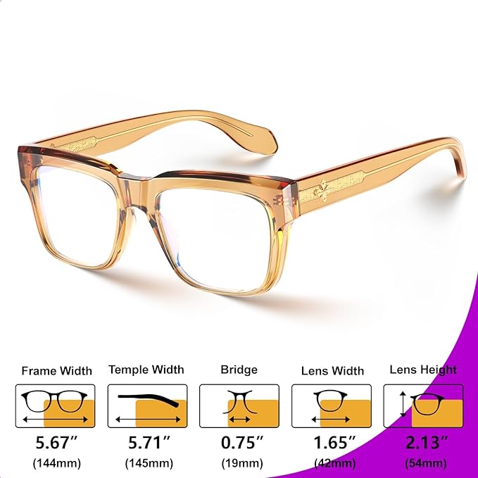 VISOONE TR90 Square Blue Light Blocking Glasses Fashion Computer Eyewear for Women and Men RANDI
