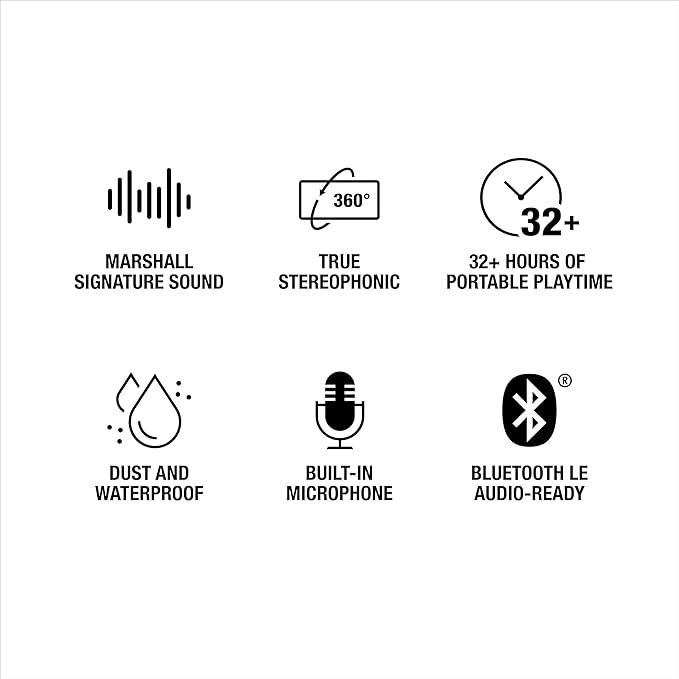 Marshall Emberton III Portable Bluetooth Speaker - Rugged Waterproof IP67 Design | Loud Stereo Sound, Deep Bass with 32+ Hr Playtime | Compact and Wireless for Travel and Outdoors - Black & Brass