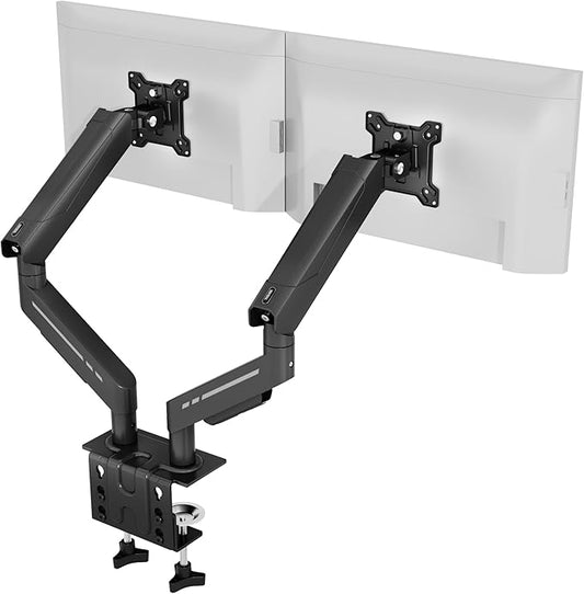 THEARK Dual Monitor Stand for Desk - Dual Monitor Mount for 17-32 Inch Screens,Height Adjustable Dual Monitor Arm Desk Mount with Clamp and Grommet Base,75x75/100x100mm VESA Mount,Max 19.8 lbs,Black