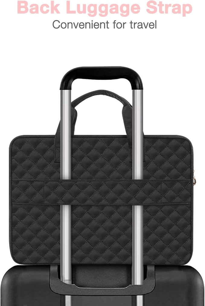 MOSISO 360 Protective Laptop Case 16 inch,15-15.6 inch Laptop Sleeve Compatible with MacBook Pro 16 M5 M4 M3 M2 M1 HP Acer Dell Lenovo,Square Quilted Bag Cover with 2 Pockets&Handle&Belt, Black