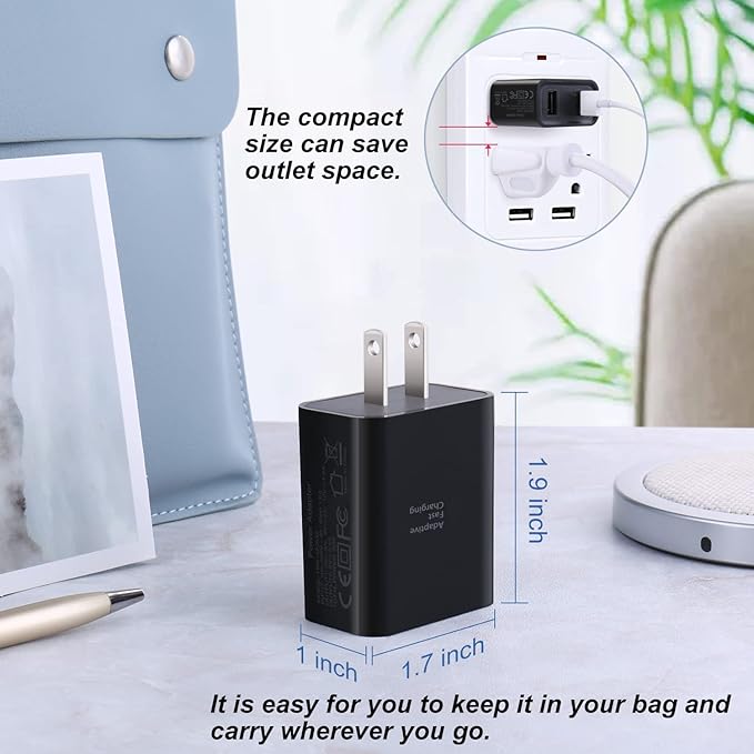 Quick Fast Charge 3.0 USB Wall Charger, Costyle 5 Pack 30W Dual USB Power Adapter (Fast Charge 3.0&5V 2.4A) Adaptive Fast Charging Block Compatible iPhone 11 XS XR, Galaxy S10 S9,Note 10-Black