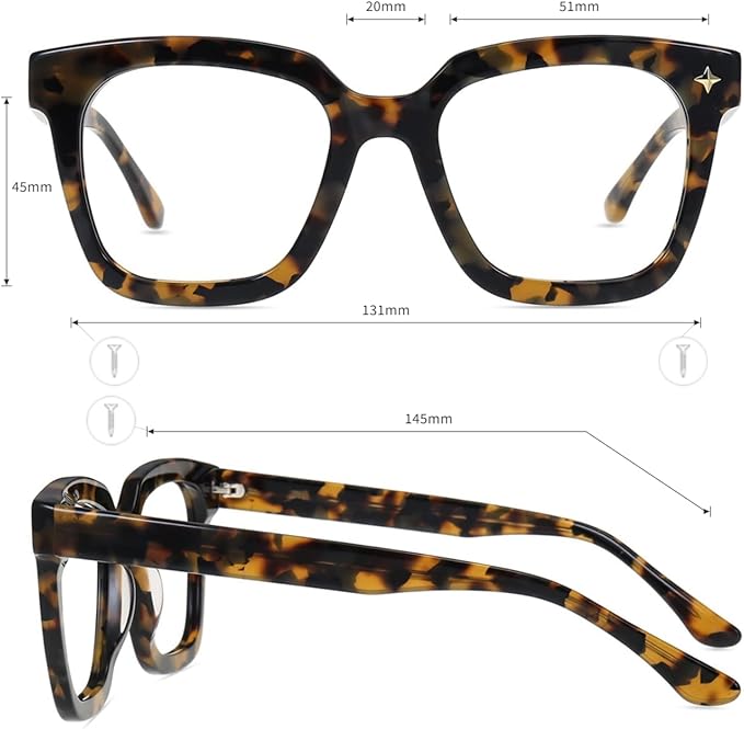 Firmoo Oversized Blue Light Glasses for Women Men Large Frame Anti Eyestrain & UV Protection Computer Gaming Blue Blocker Eyeglasses(Tortoise)