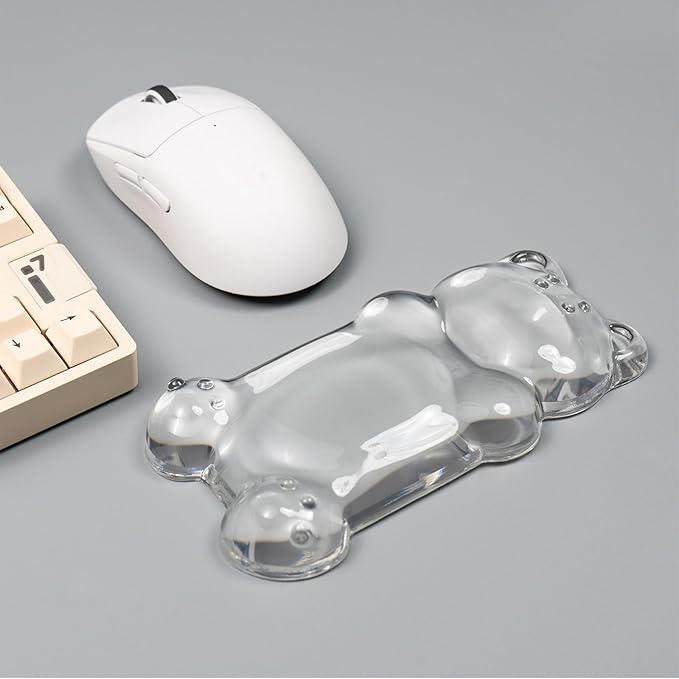 Ergonomic Silicone Gel Mouse Wrist Rest – Clear Cute Bear Mouse Wrist Rest, Comfort & Support for Typing and Gaming