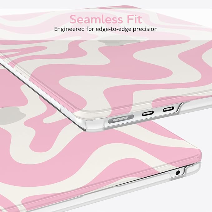 B BELK Compatible with MacBook Air 13 inch Case M5 2026 2025 2024-2022 M4 M3 M2 A3449 A3240 A3113 A2681, Plastic Hard Shell+Keyboard Cover+Screen Protector for MacBook Air 13.6 inch Case, Pink Wave