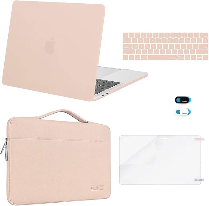 MOSISO Compatible with MacBook Pro 13 inch Case M2 2026, 2025, 2024-2016 A2338 M1 A2251 A2289 A2159 A1989 A1708 A1706, Plastic Hard Case&Bag&Keyboard Skin&Webcam Cover&Screen Protector, Camel