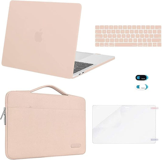 MOSISO Compatible with MacBook Pro 13 inch Case M2 2026, 2025, 2024-2016 A2338 M1 A2251 A2289 A2159 A1989 A1708 A1706, Plastic Hard Case&Bag&Keyboard Skin&Webcam Cover&Screen Protector, Camel