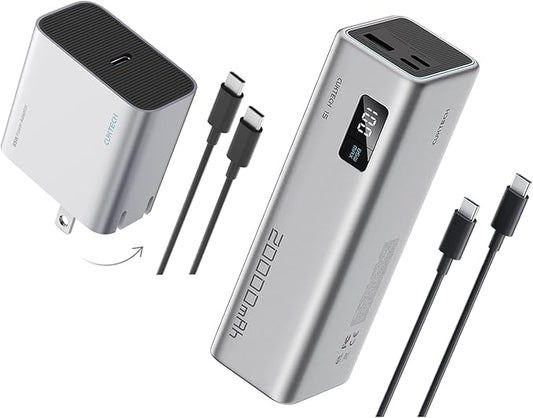 CUKTECH 65W USB C Charger+65W 20000mAh Power Bank Combo, One-Port Compact and Foldable Fast Charger Block, Fast Charging Battery Pack for iPhone 16/15, Samsung Galaxy, Google Pixel, and More
