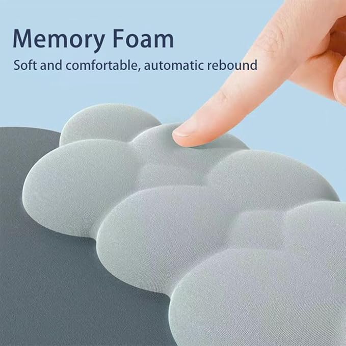 MXCOIRTP Cloud Mouse Pad Wrist Support Keyboard Wrist Rest Set, Ergonomic Cloud Arm Wrist Pad with Memory Foam, Non-Slip Base for Typing Pain Relief, Home, Office, Laptop, Gaming, Grayish Blue & White