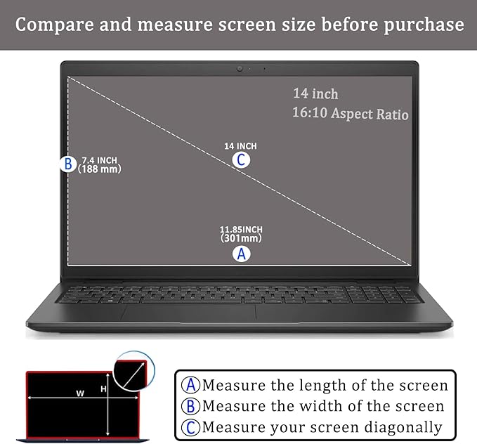2 Pack 14" Laptop Tempered Glass Screen Protector for HP/Dell/Sony/Samsung/Lenovo/Acer/MSI/LG/Razer Blade and Other 14 inch Aspect Ratio 16:10 Laptop, 9H Hardness,HD Clear, Anti-Scratch
