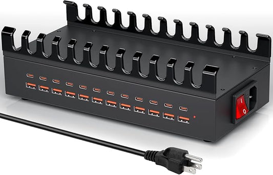 350W USB Charger Block Charging Station, 8 Port USB C Fast Charging Station for Multiple Devices, PD 100W USB Fast Charger Block Compatible with Laptop, Tablet, ΐPhone, iPad and More