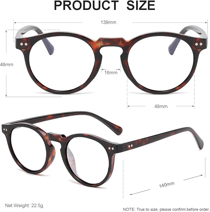 JOVAKIT Round Blue Light Glasses for Women Men Fashion Retro 90s Small Frame Computer Eyeglasses Anti Eyestrain