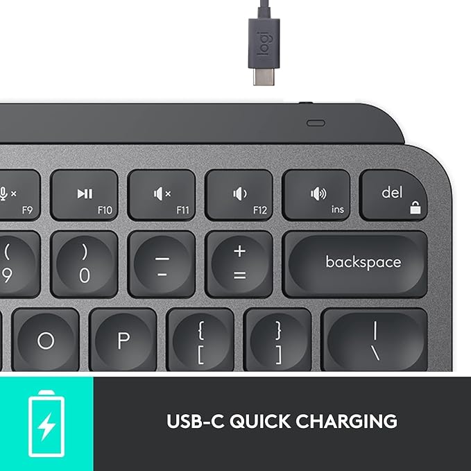 Logitech MX Keys Mini Minimalist Wireless Illuminated Keyboard, Compact, Bluetooth, Backlit, USB-C, Compatible with Apple macOS, iOS, Windows, Linux, Android, Metal Build - Graphite