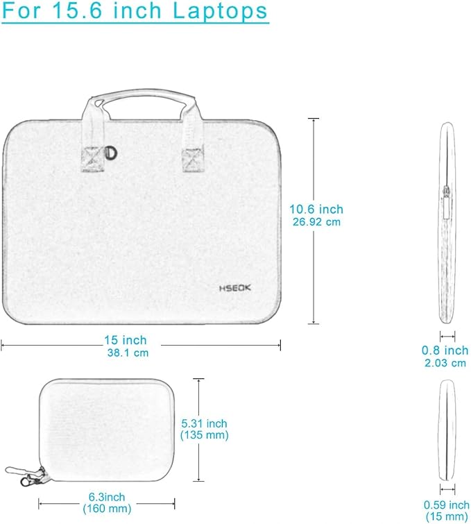 Hseok 15.6-16 inch Elastic Laptop Sleeve with Small Case, Neoprene Carrying Bag Compatible with MacBook Neo/Pro 16" M5/M4/M3/M2/M1, MacBook Air 15 M5, XPS 16, Most 15.6-16 Notebooks,P02K01