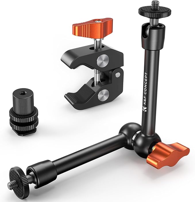 K&F CONCEPT 9.8" Magic Arm Clamp with Cold Shoes 360° Ball Heads Camera Arm Mount for Monitor/Flash/Microphone/DSLR Camera by KFCONCEPT