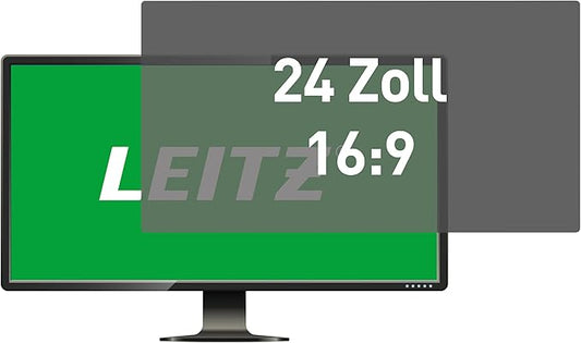 Leitz Monitor Privacy Filter 24 Inch (16:9), Removable Protective Film, with Blue Light Filter and Anti-Glare Protection, Can be Used on Both Sides, Touchscreen Compatible, Made in Germany, 69020000