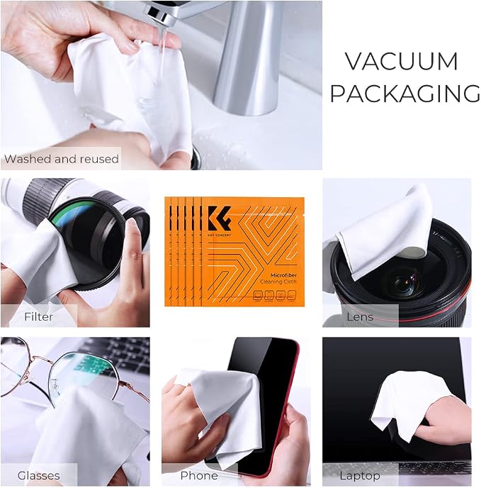 K&F Concept Professional Camera Cleaning Kit - Sensor Cleaner, APS-C & Full-Frame Swabs, Air Blower, Lens Brush, Gloves, Lens Cloths, Carry Case, Lens Cleaning Kit for FF DSLR & Mirrorless Cameras - Image 7