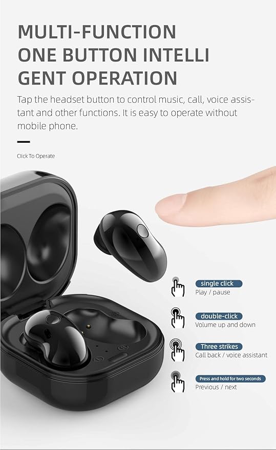 Acuvar Fully Wireless Bluetooth 5.1 Rechargeable iPX4 Waterproof Sweatproof Earbud Headphones with Microphone, Micro USB LCD Clock Charging Case Surround Stereo Bass and Noise Cancelling Calls (Black)