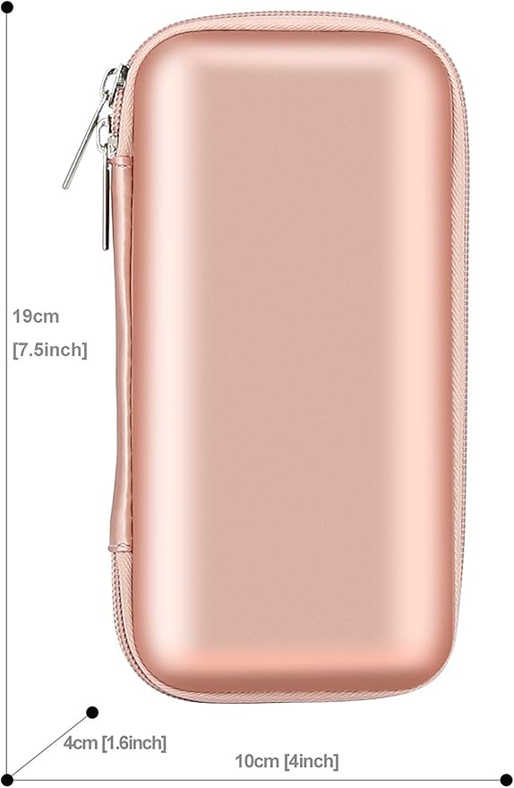 iMangoo Travel Essential Electronics Organizer Charger Case, Shockproof Dual Zipper Power Bank Cables Tech Accessories Pouch Purse, Men & Women Travel Must Have Storage Bag, 6.5x3.2x1 inch Rose Gold
