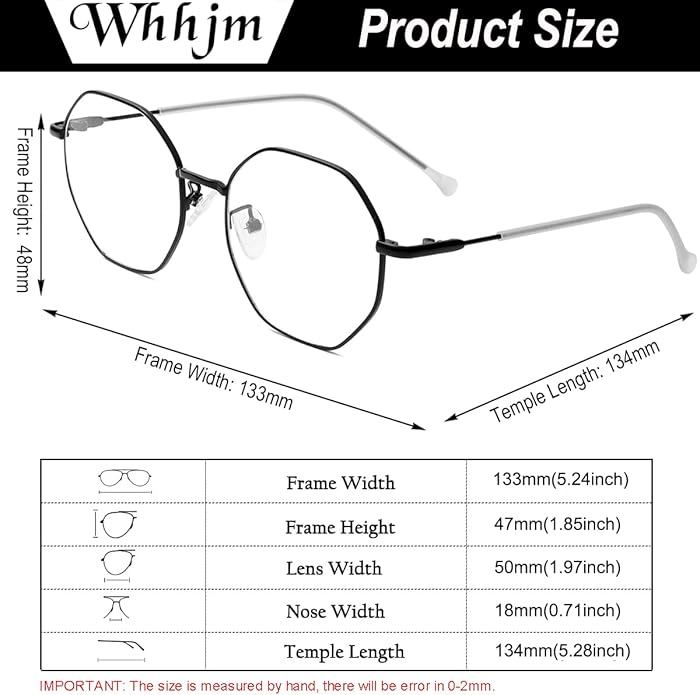 Polygon Blue Light Blocking Glasses for Women Men Retro Octagon Square Non-prescription Metal Frame Eyeglasses