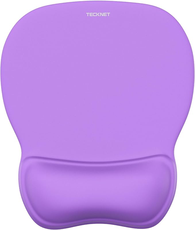 TECKNET Gel Mouse Pad with Wrist Rest, Ergonomic Office Mousepad with Wrist Support - Non-Slip & Smooth Surface Comfortable Desk Accessories Mat for Office, Gaming and Study - Purple