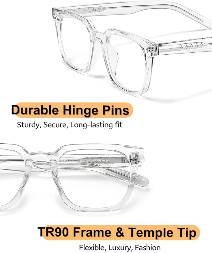 Overzied Square Blue Light Glasses for Woman Man Anti Glare Reduce Eyestrain for Gaming/Computer/Screen
