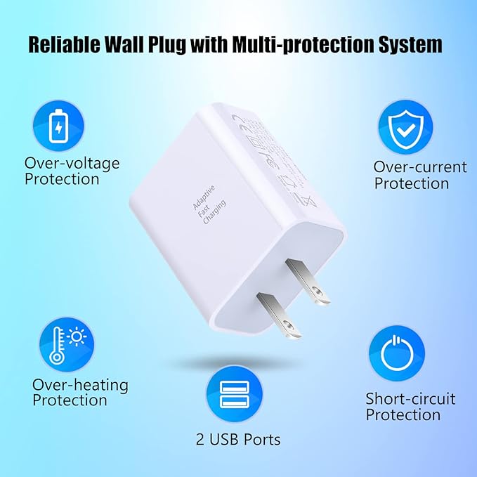 USB Wall Charger Block, Costyle 5 Pack 30W Dual Ports USB Quick Fast Charger 3.0 & 5V 2.4A Fast Charging Block Compatible Samsung Galaxy S10 S9 S8 Plus S7 Edge, iPhone Xs 8 7 Plus, Pixel (White)