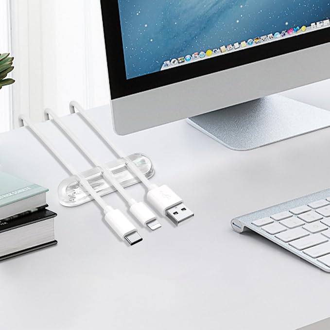 SOULWIT Cable Holder Clips, 3-Pack Cable Management Cord Organizer Clips Silicone Self Adhesive for Desktop USB Charging Cable Nightstand Power Cord Mouse Cable Wire PC Office Home - Image 5