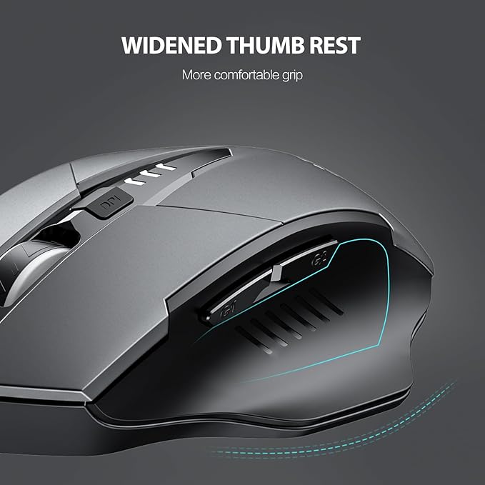 INPHIC Bluetooth Mouse Wireless, Tri-Mode, Upgraded Visible Battery, 2400 DPI, Silent Ergonomic Computer Mice, Mac, PC etc.-Gray
