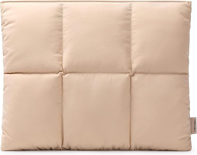 Comfyable Puffy Laptop Sleeve 13 Inch 14 Inch, Quilted Puffer Laptop Carrying Case for Women, Pillow Case Compatible with MacBook Air/Pro M5 M4 M3 M2 Pro/Max 2026, 13" MacBook Neo A18, Sand