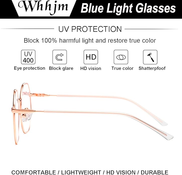 Polygon Blue Light Blocking Glasses for Women Men Retro Octagon Square Non-prescription Metal Frame Eyeglasses
